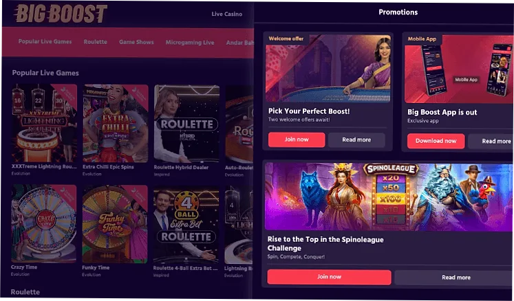 Sign up at Big Boost Casino
