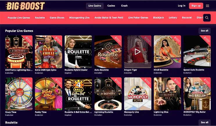 Big Boost Casino games
